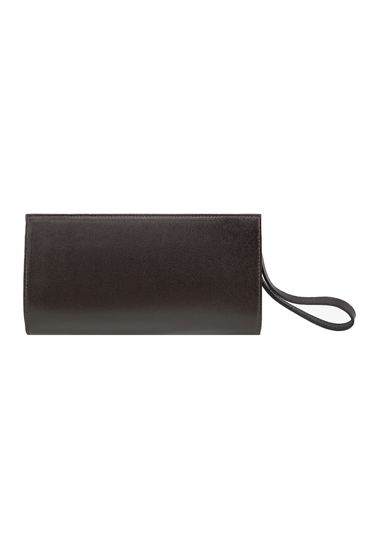 RYLKO, Geanta crossbody din piele cu bareta de lant, Maro inchis