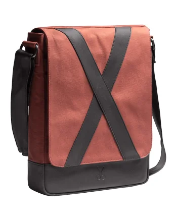 Geanta crossbody unisex, Negru/Caramiziu, 31x25x7