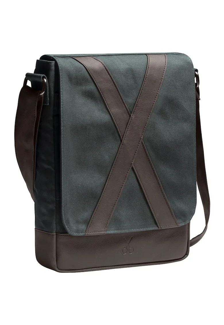 Geanta crossbody unisex, Maro inchis/Gri antracit, 31x25x7