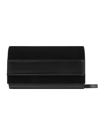 Geanta crossbody din piele si piele intoarsa cu lant, Negru