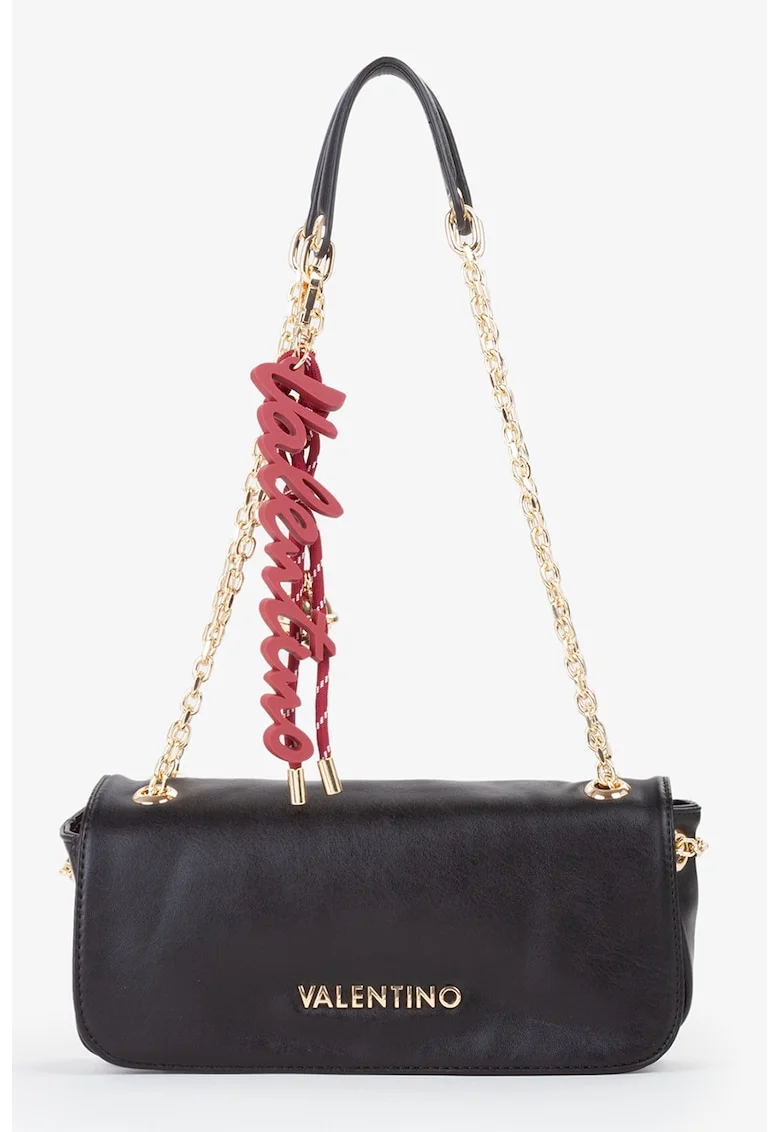 Geanta crossbody cu accesoriu logo detasabil, Gri antracit