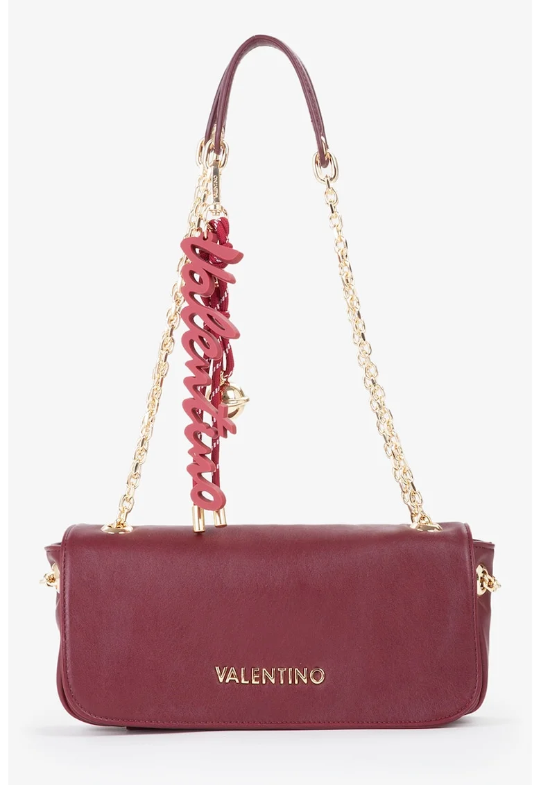 Geanta crossbody cu accesoriu logo detasabil, Visiniu