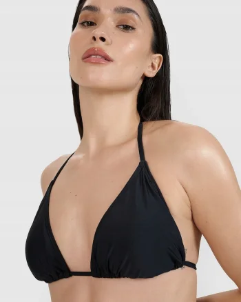 Sutien de bikini  negru, material sintetic, cupe triunghiulare