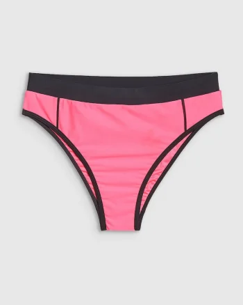 Slip de bikini pentru femei  roz, elastic, talie medie, sintetic