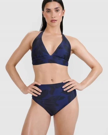 Sutien de bikini dama  model halter, violet, material sintetic, cupe detasabile