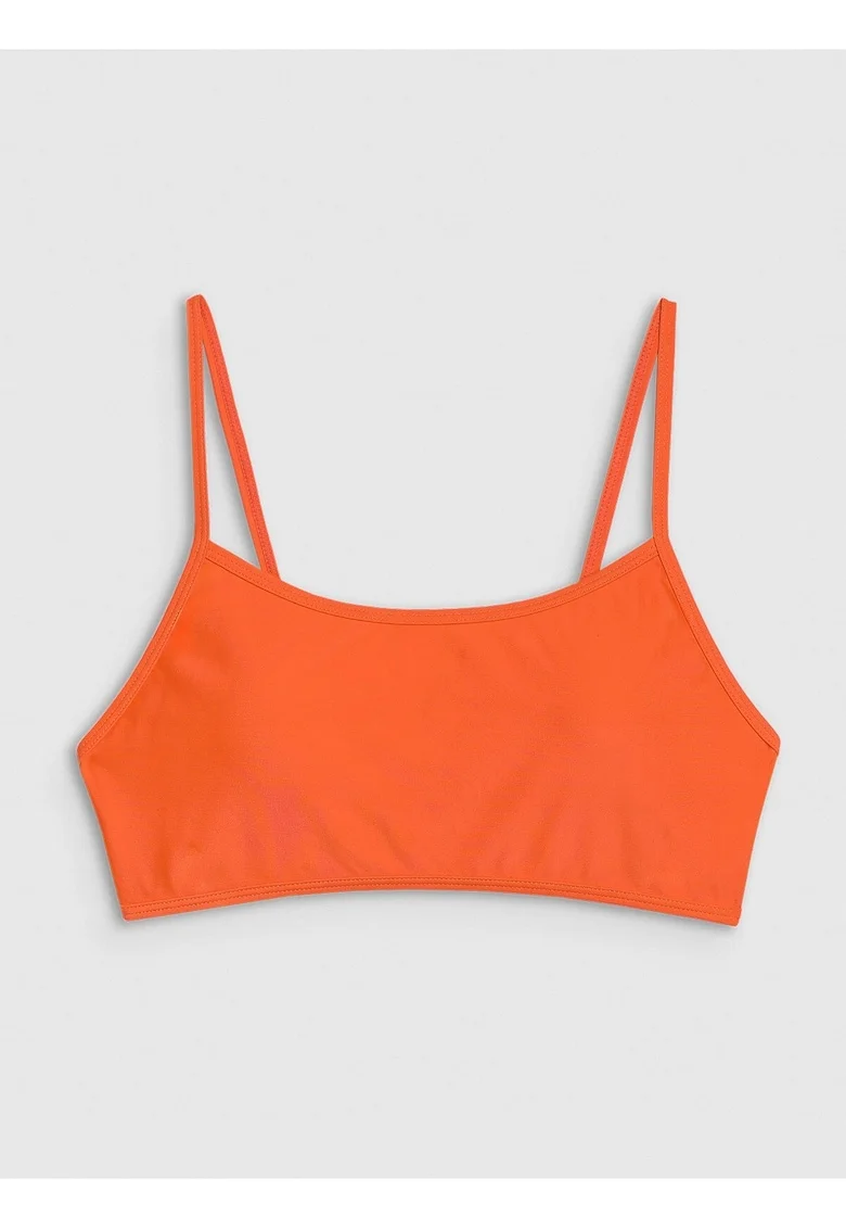 Sutien de bikini  portocaliu, material elastic, cupe detasabile, sintetic
