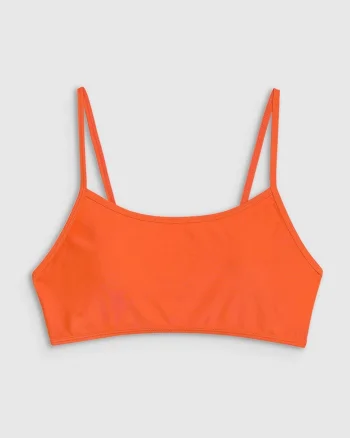 Sutien de bikini  portocaliu, material elastic, cupe detasabile, sintetic