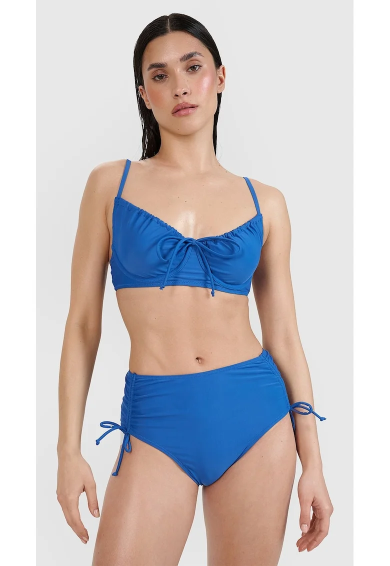 Sutien de bikini  albastru, balconette, cupe detasabile, material sintetic