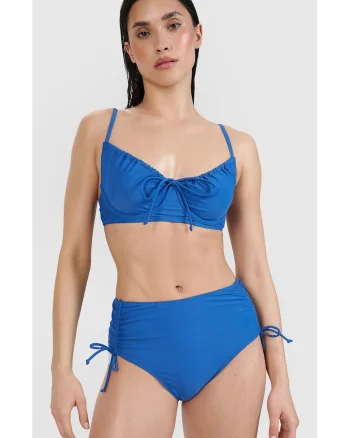 Sutien de bikini  albastru, balconette, cupe detasabile, material sintetic