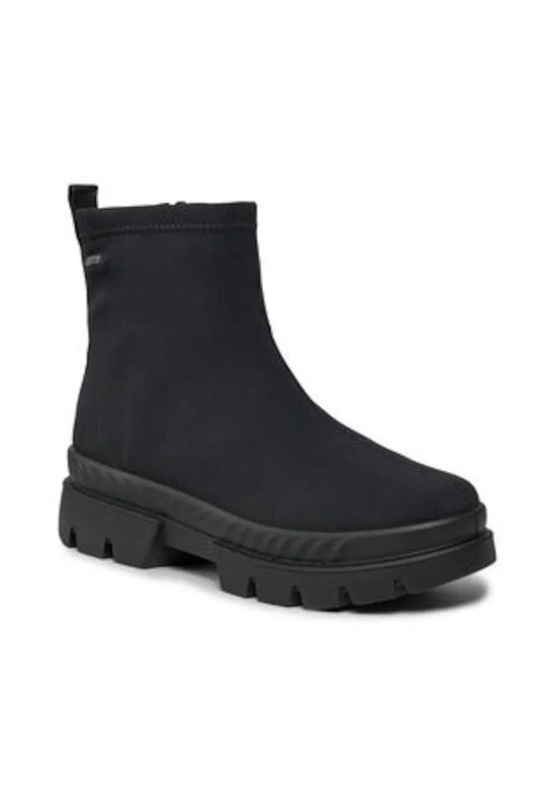 Botine dama,  pana la glezna, negru, material sintetic