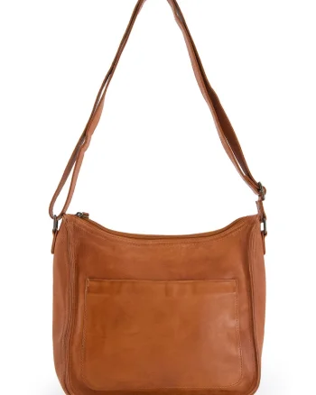 Geanta crossbody dama  piele naturala, maro, 26x27x8cm, 2 buzunare interioare, 2 buzunare exterioare