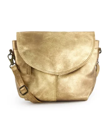 Geanta crossbody dama  piele naturala, auriu, 19x19x4cm, 2 buzunare interioare, 2 buzunare exterioare, curea detasabila max 150cm