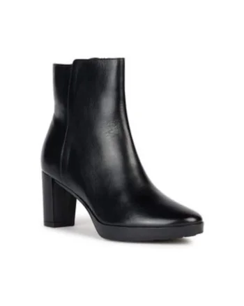 Botine dama pana la glezna,  302594894, piele naturala, negru,
