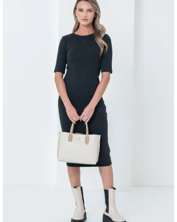 Rochie cu croiala bodycon si decolteu la baza gatului, Negru