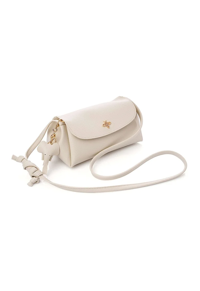 Geanta crossbody din piele ecologica, Crem, 12x22x11