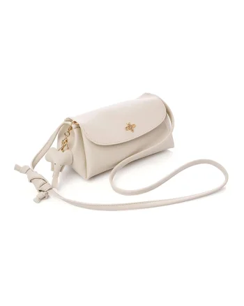 Geanta crossbody din piele ecologica, Crem, 12x22x11