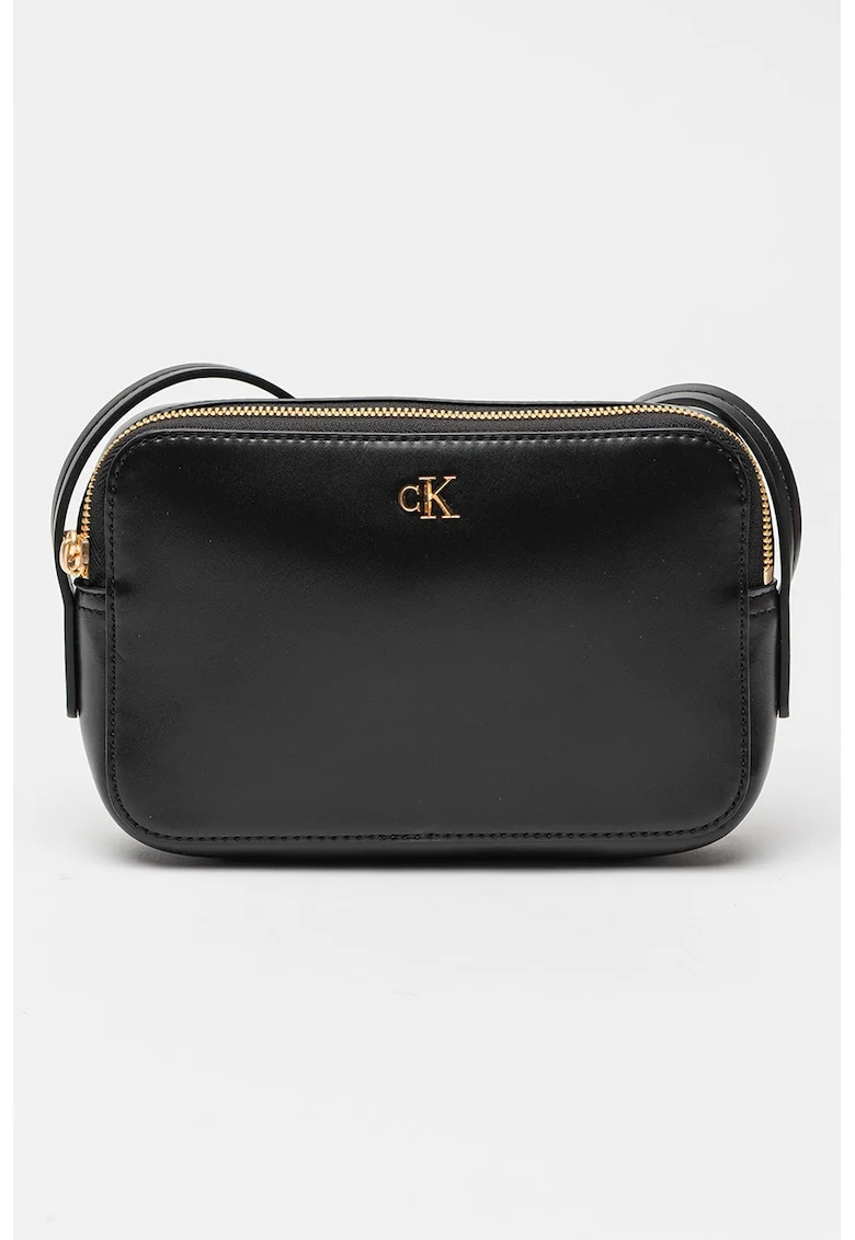 Geanta crossbody de piele ecologica cu bareta ajustabila, Negru