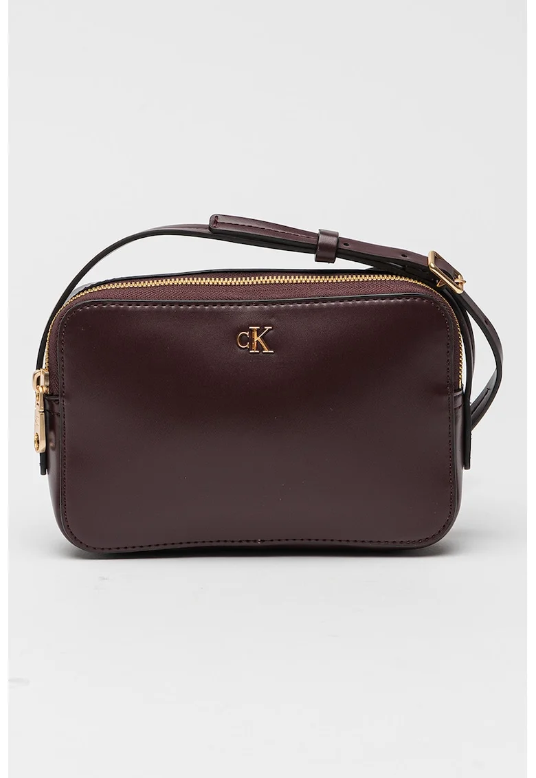 Geanta crossbody de piele ecologica cu bareta ajustabila, Violet aubergine
