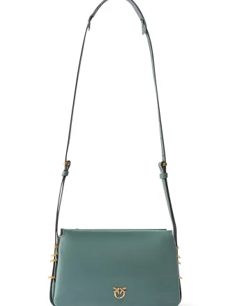 Geanta crossbody de piele Triplet Mini, Verde aquamarin