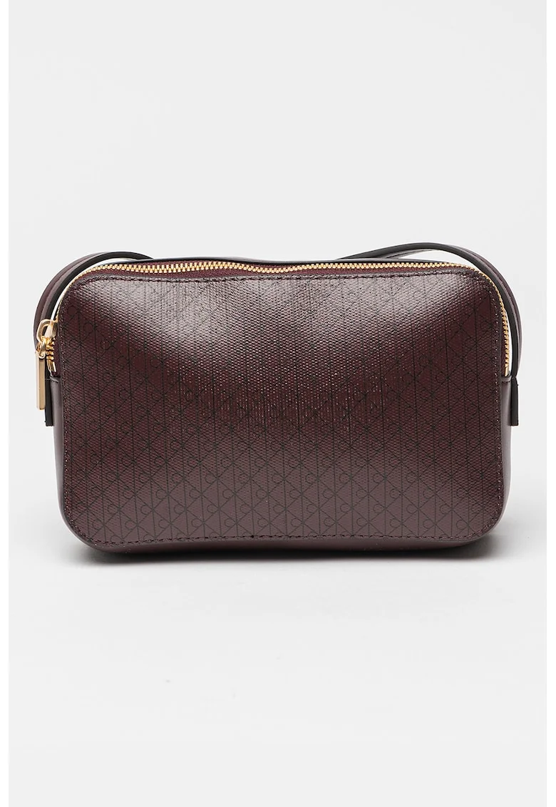 Geanta crossbody din piele ecologica cu model monograma, Violet tyrian