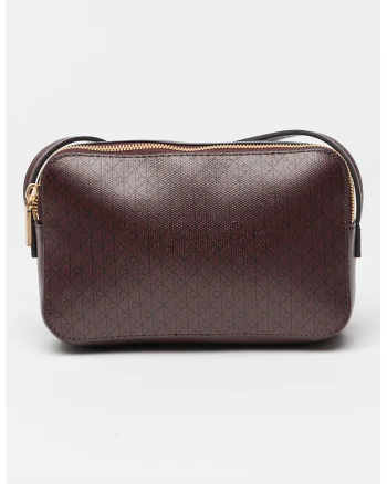 Geanta crossbody din piele ecologica cu model monograma, Violet tyrian
