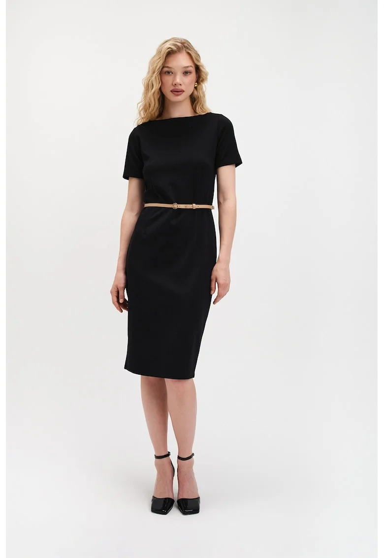 Rochie bodycon cu curea, Negru