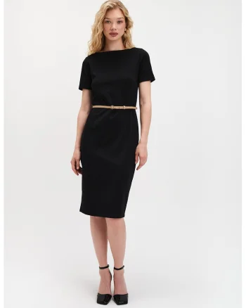 Rochie bodycon cu curea, Negru