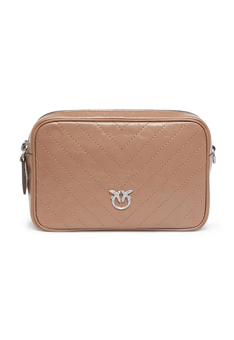 Geanta crossbody de piele cu doua compartimente, Bej