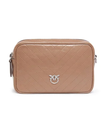 Geanta crossbody de piele cu doua compartimente, Bej