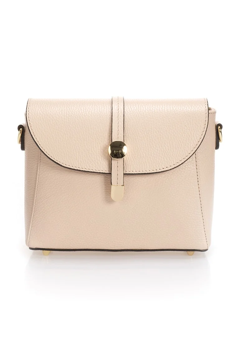 Geanta crossbody din piele cu bareta detasabila, Piersica