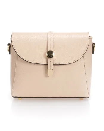 Geanta crossbody din piele cu bareta detasabila, Piersica