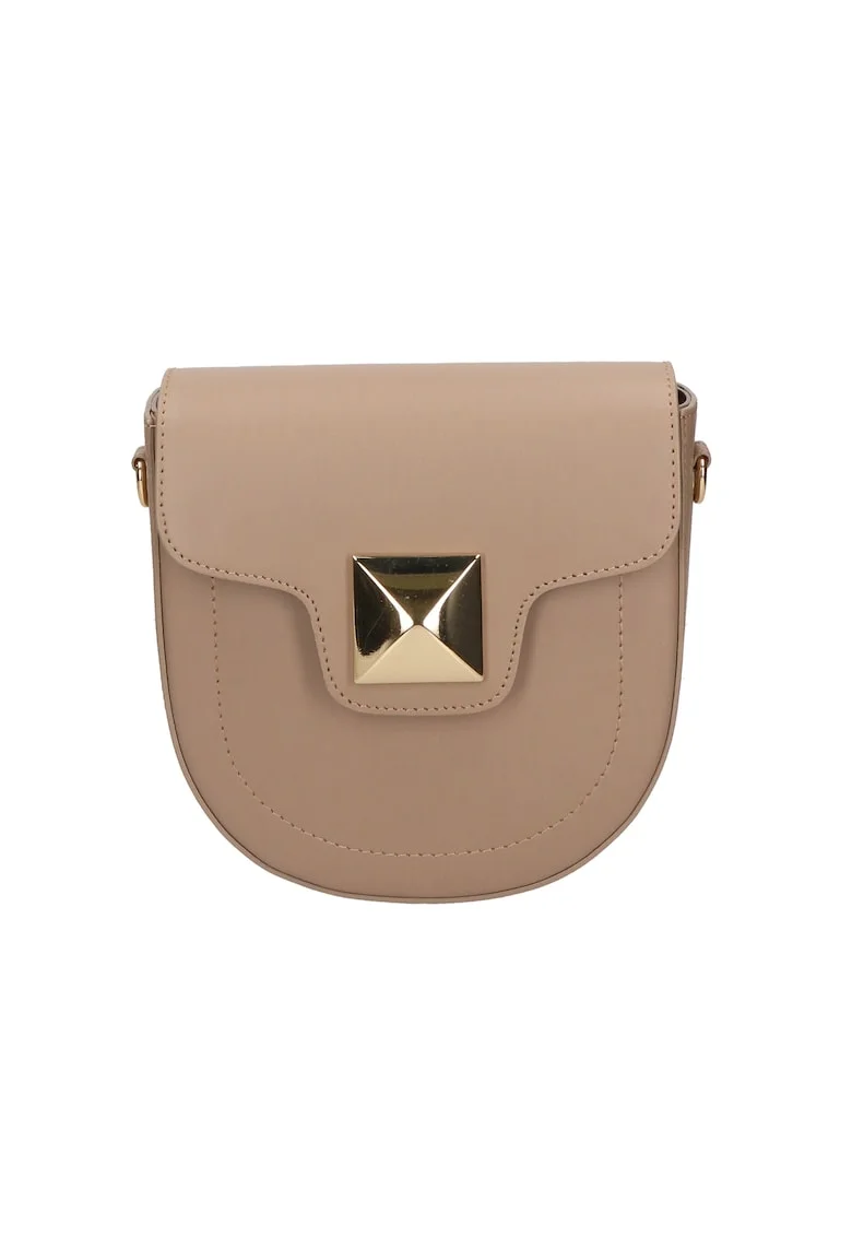 Geanta crossbody din piele cu bareta detasabila, Maro taupe