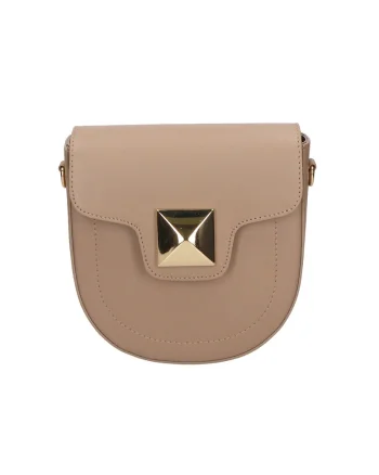 Geanta crossbody din piele cu bareta detasabila, Maro taupe