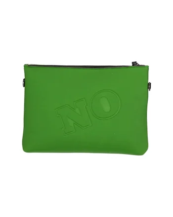 Geanta crossbody cu fermoar si text in relief, Verde electric