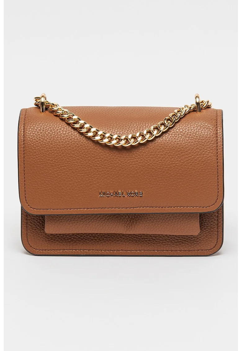 Geanta crossbody din piele cu aspect granulat Claire, Maro scortisoara