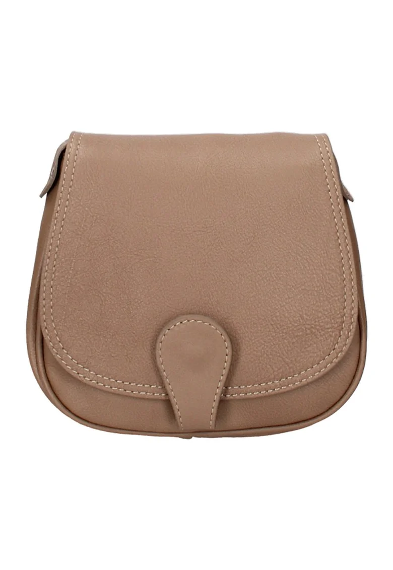 Geanta crossbody de piele cu clapa, Maro deschis