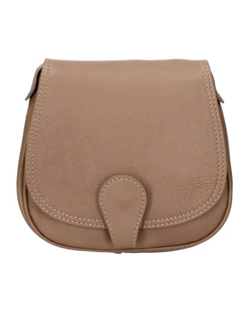 Geanta crossbody de piele cu clapa, Maro deschis