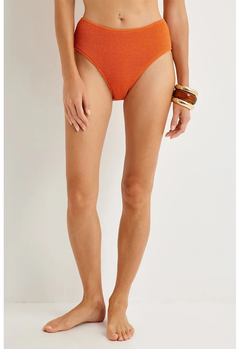 Slip texturati cu talie inalta, Portocaliu mandarina