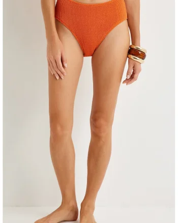 Slip texturati cu talie inalta, Portocaliu mandarina
