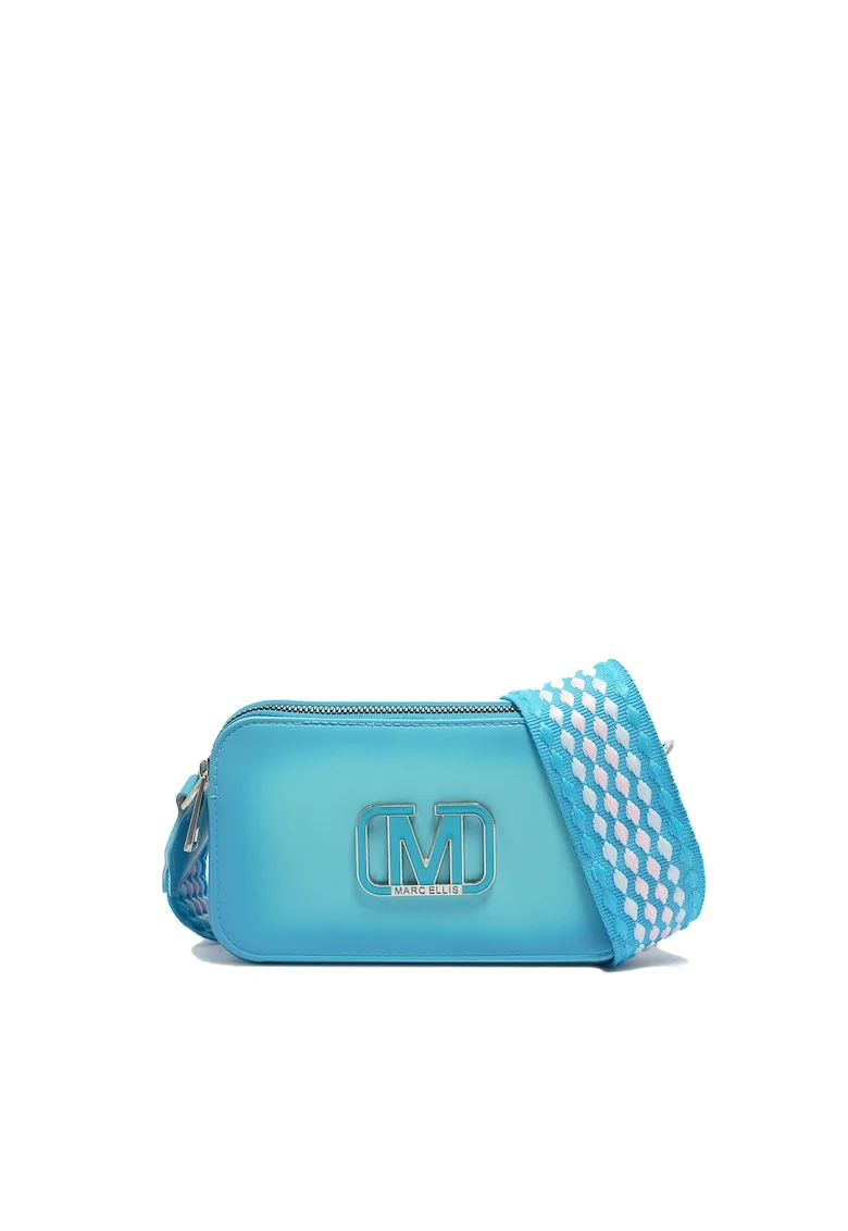 Geanta crossbody de piele ecologica, Albastru deschis