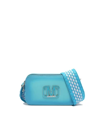 Geanta crossbody de piele ecologica, Albastru deschis