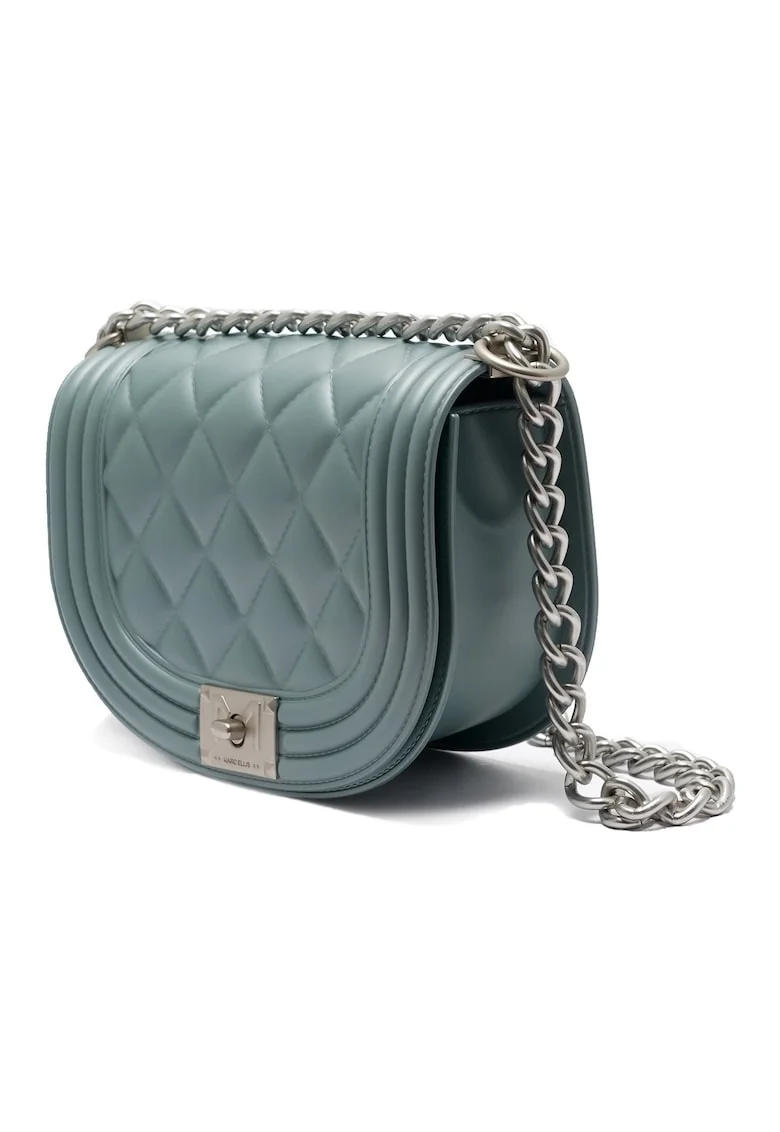 Geanta crossbody cu bareta din lant, Albastru/Argintiu