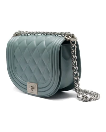 Geanta crossbody cu bareta din lant, Albastru/Argintiu
