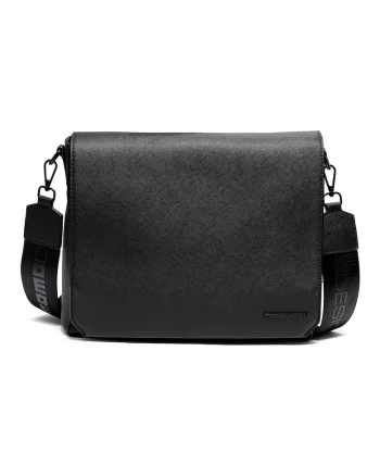 Geanta crossbody cu logo, Negru