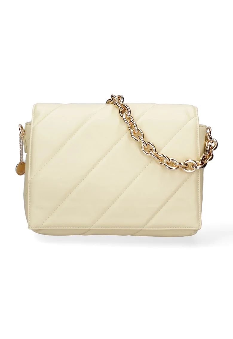 Geanta crossbody de piele ecologica cu bareta lant, Galben