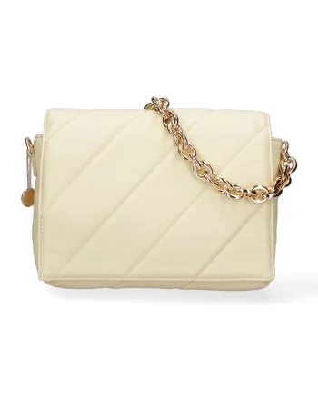Geanta crossbody de piele ecologica cu bareta lant, Galben