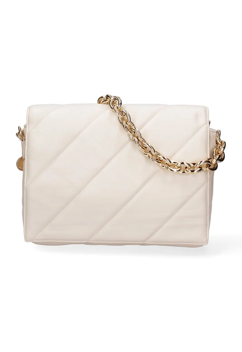 Geanta crossbody de piele ecologica cu bareta lant, Bej