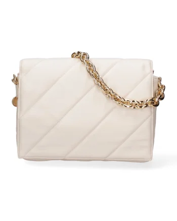 Geanta crossbody de piele ecologica cu bareta lant, Bej