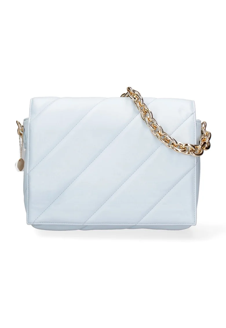 Geanta crossbody de piele ecologica cu bareta lant, Albastru deschis