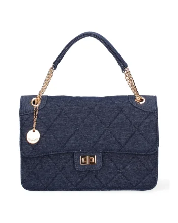 Geanta crossbody cu barete lant, Albastru inchis